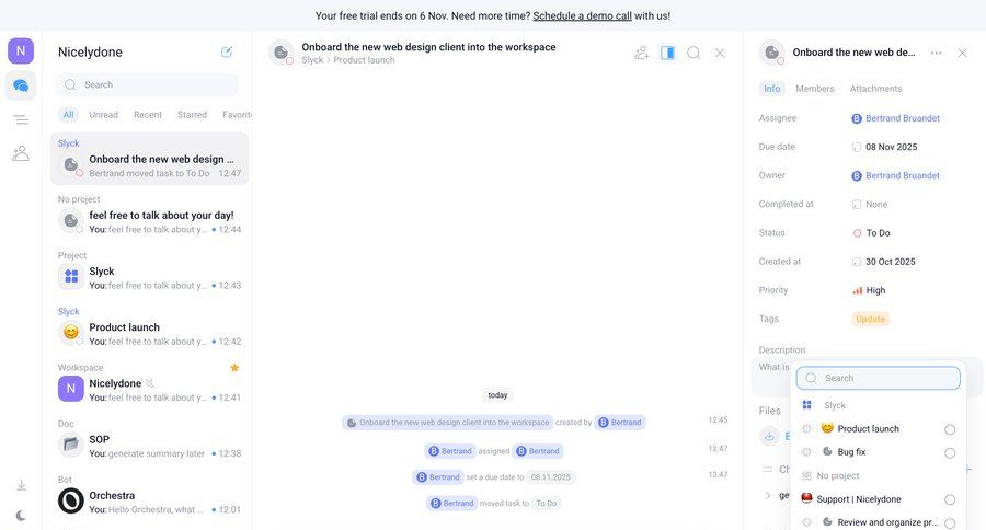 Orchestra
			 project management trial banner activity stream ui page example