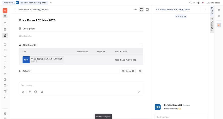 Huly
			 collaboration grid full-screen layout right sidebar attachment communication chat chat interface review meeting ui page example