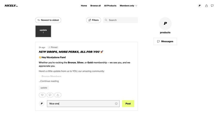 Fourthwall
			 e-commerce content sharing user profile sharing ui page example