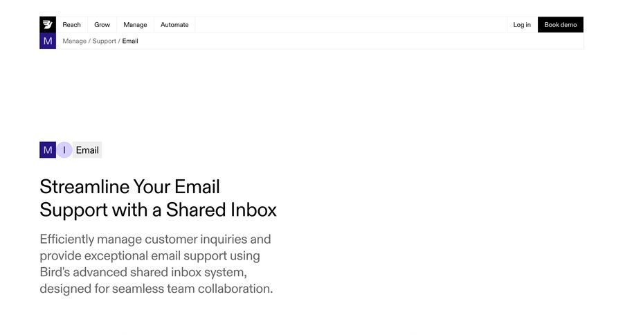 Bird
			 email management ticketing system ui page example