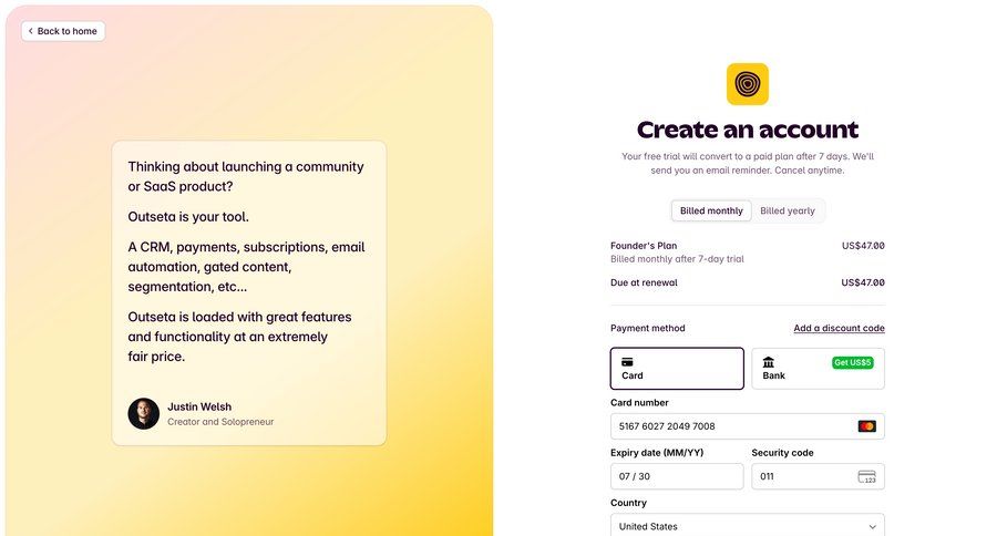 Outseta
			      ux ui design