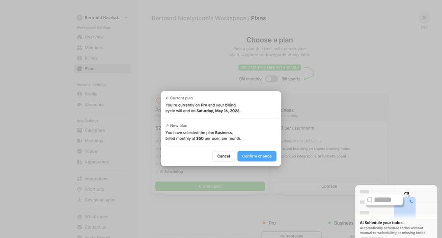 Amie
			 subscription management pricing plans ui page example