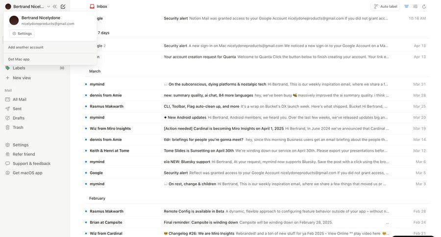Notion Mail
			 sidebar navigation onboarding automation email management email compose email inbox sidebar alert message system notification push notification notification center communication menu ui page example