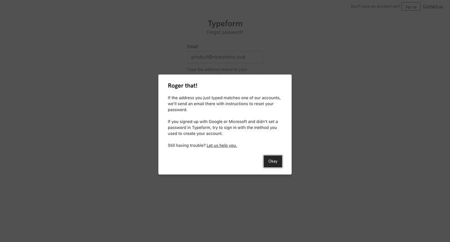 Typeform
				password reset page example