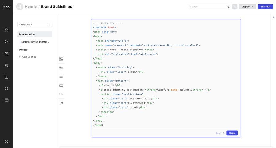 Lingo
			 editor code editing sidebar ui page example