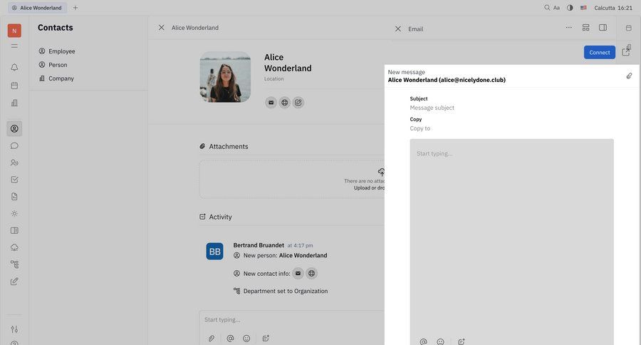 Huly
			 form full-screen layout email compose email sidebar communication ui page example