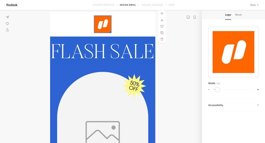 Flodesk
			 editor design create generate announcement ui page example
