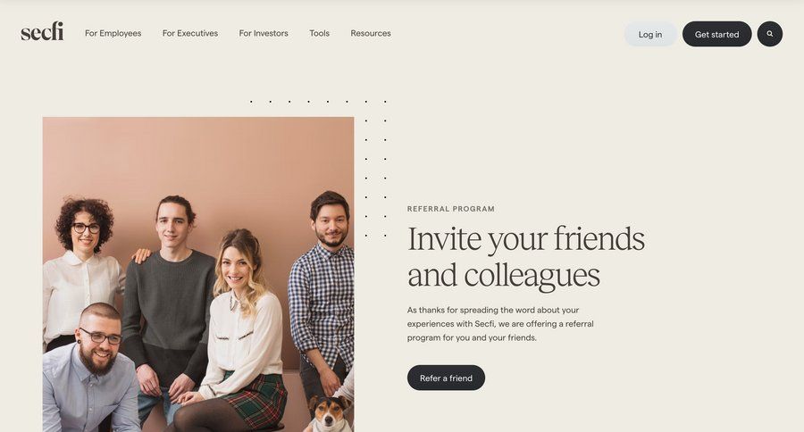 Secfi
			referral & invite your friends information state send invitation accordion suggestion ui page example