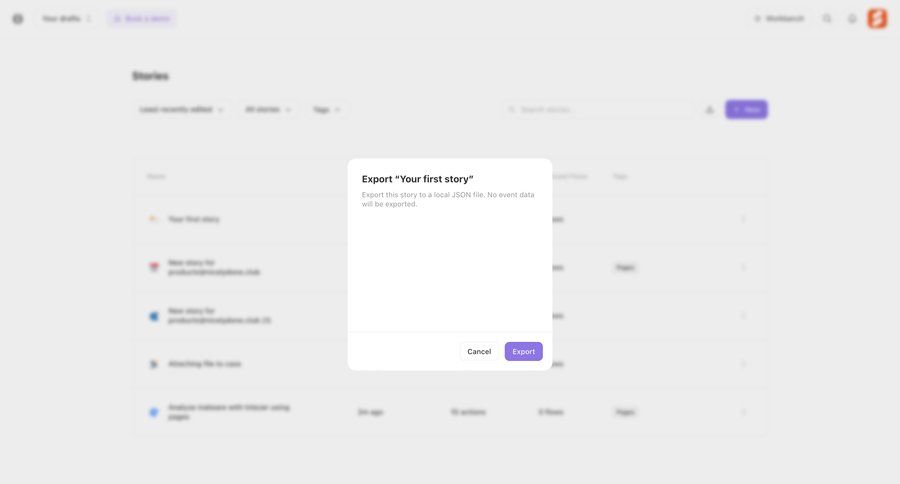 Tines
			list modal & popover export content management data export export confirmation ui page example