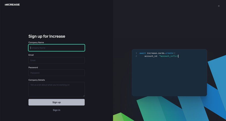Increase
				signup page example