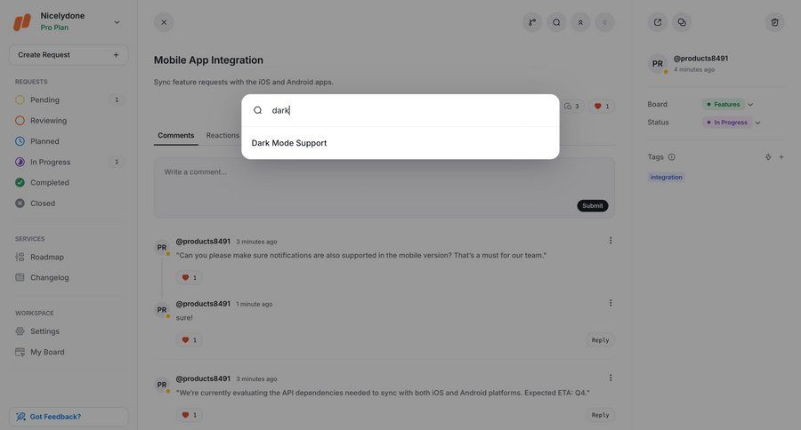 UserJot
			 collaboration project management autocomplete search results ui page example