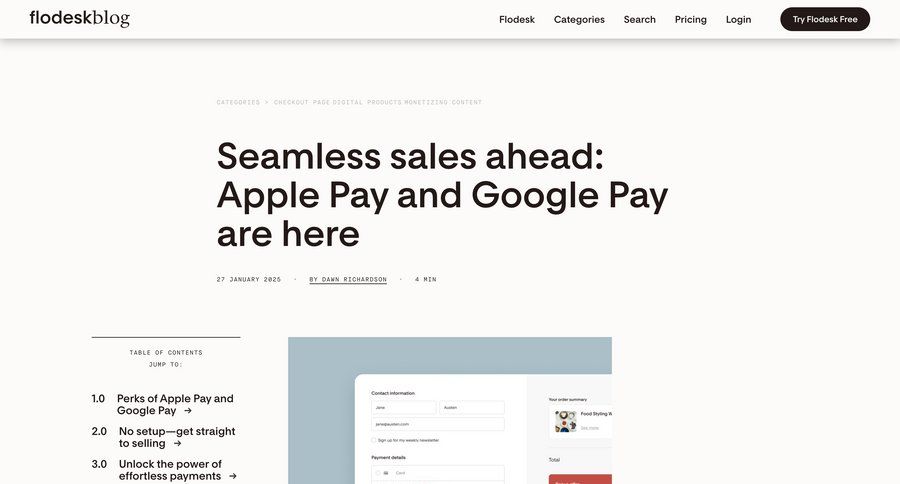 Flodesk
			 payment method trial checkout free templates alternatives marketing website design blog templates newsletter signup ui page example