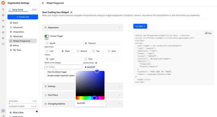 FeatureOS
			 configuration settings real-time preview sidebar ui page example