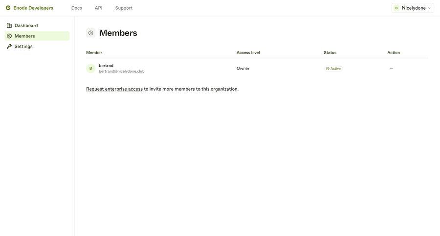 Enode
			team settings team management invite teammate team collaboration sidebar navigation user management account management user data sidebar table enterprise enterprise settings organization settings ui page example