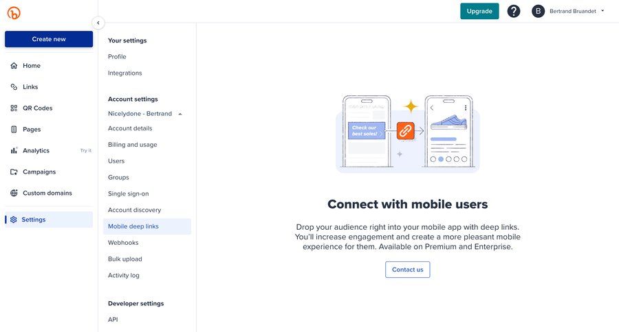 Bitly
			 configuration settings sidebar navigation account management onboarding account settings navigating settings bulk upload sidebar mobile documentation enterprise settings ui page example