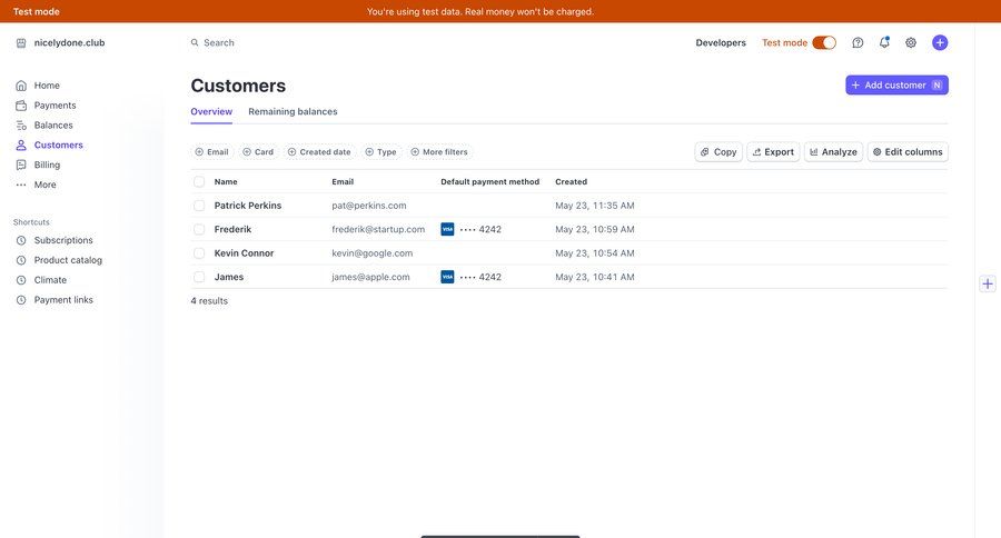 Stripe
			 e-commerce sidebar navigation user management data export export data analysis table headers payment method dropdown filters sidebar records menu testimonials case studies customer stories table date filter edit mode ui page example