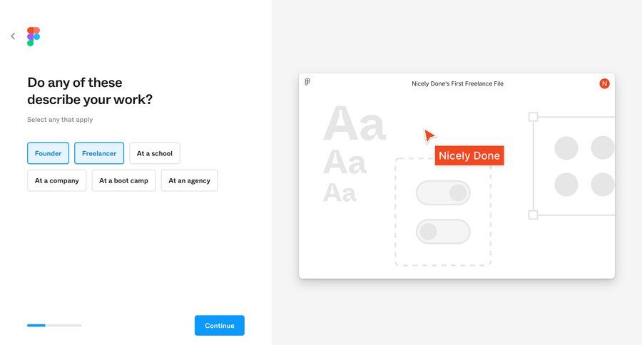 Figma
				onboarding page example