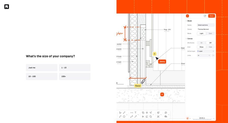 Rayon
			 grid onboarding form user research account creation full-screen layout setup on boarding ui page example