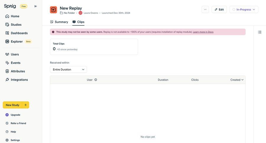 Sprig
			 user research data analysis table headers data filtering dropdown filters sidebar alert new data visualization folder recent activity social feed newsfeed activity stream table summary ui page example