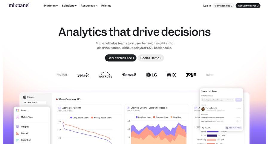 Mixpanel
				landing page ui page example