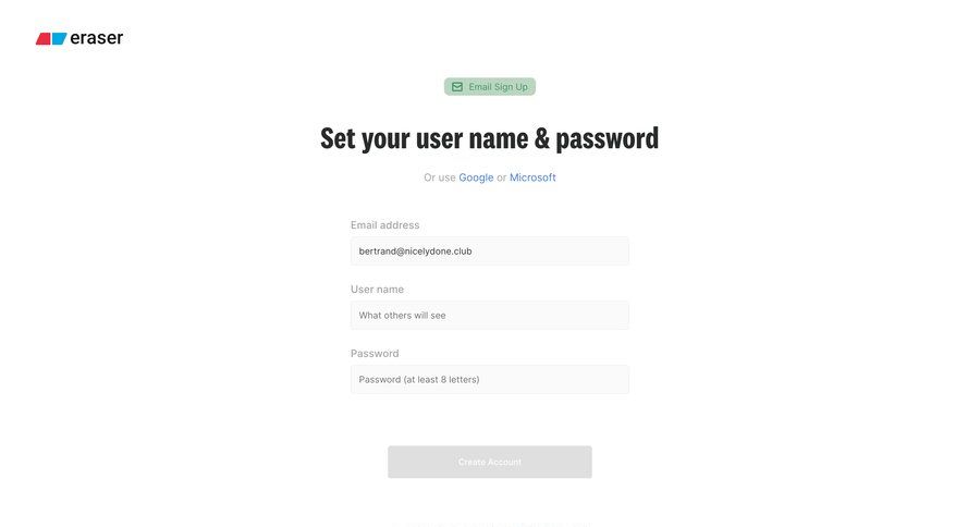 Eraser
				signup page example