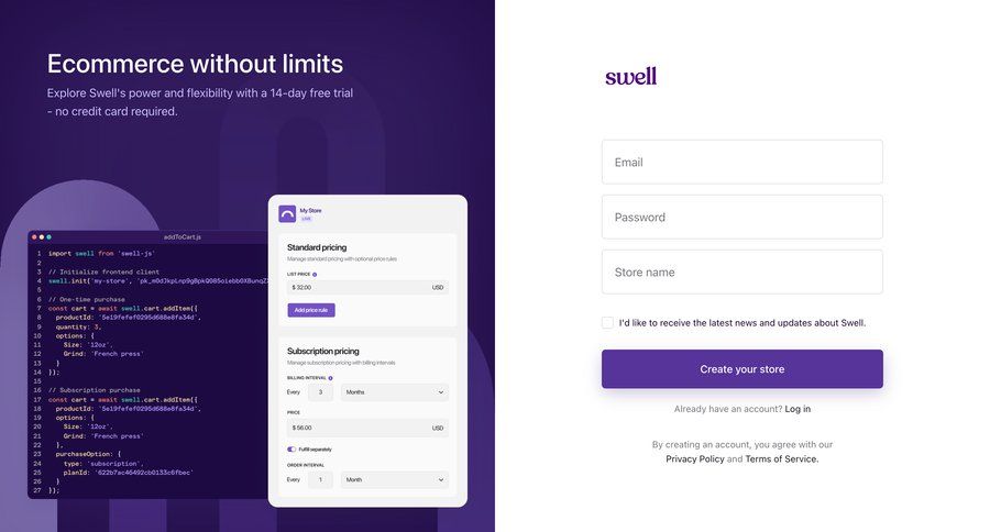 Swell
				signup page example