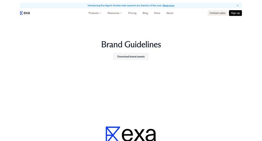 Exa
			company guide brand resources color palette ui page example