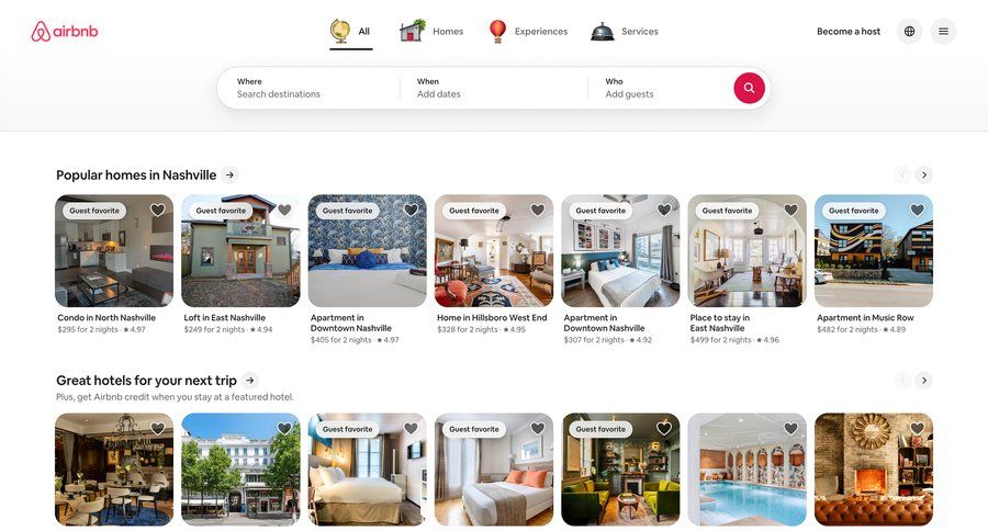 Airbnb
				landing page ui page example