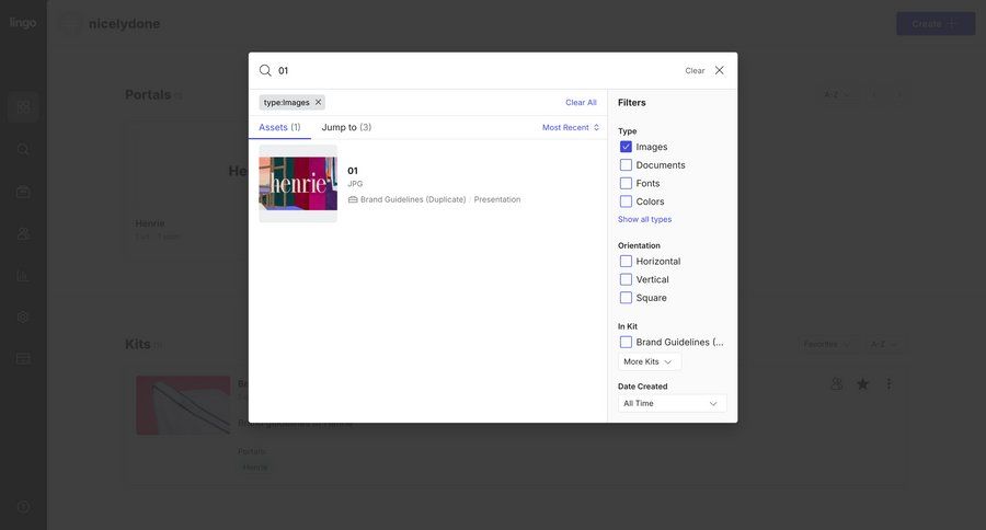 Lingo
			 modal screen search bar search results ui page example