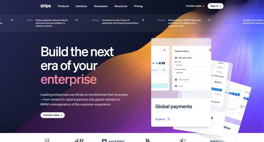 Stripe
			enterprise enterprise ui page example
