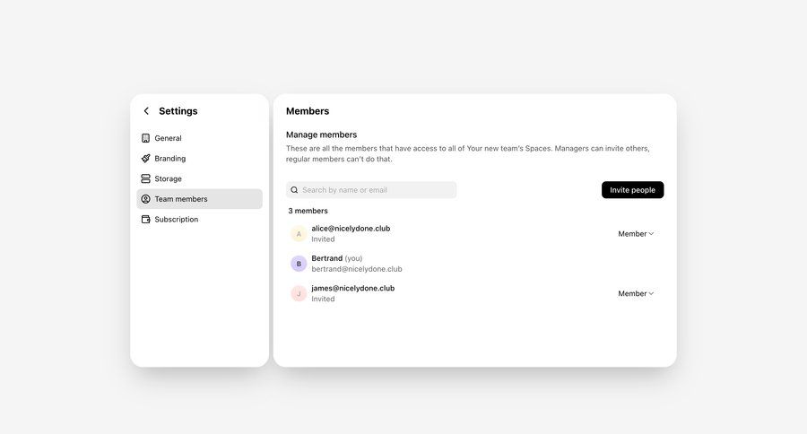 Shuttle
			 settings team collaboration sidebar navigation user management account setup list management user invitation document list sidebar permissions ui page example