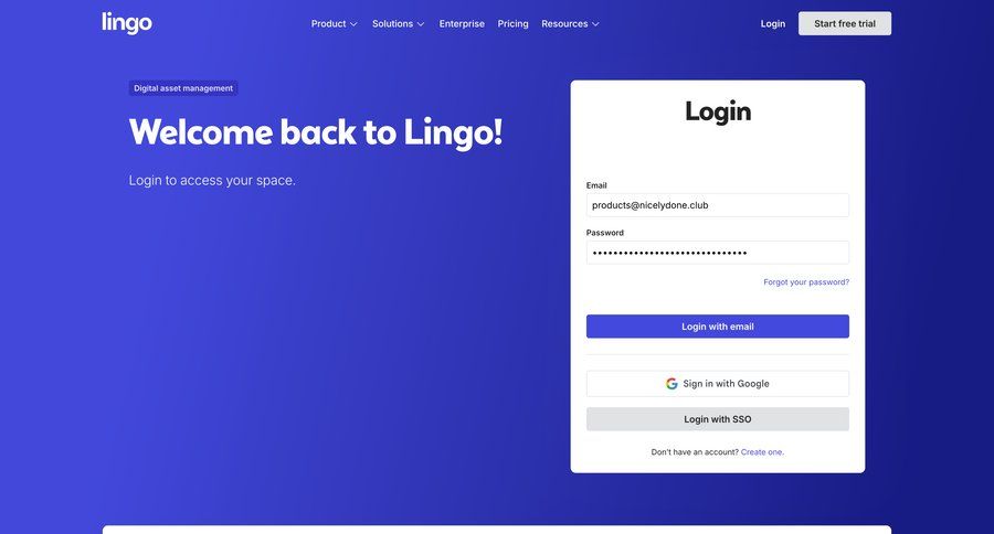 Lingo
				signin page example