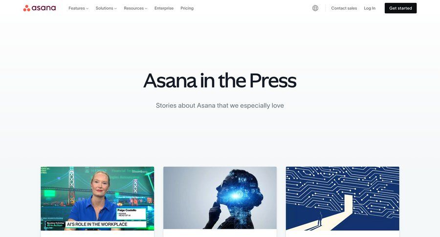 Asana
			press announcement press release rp ui page example