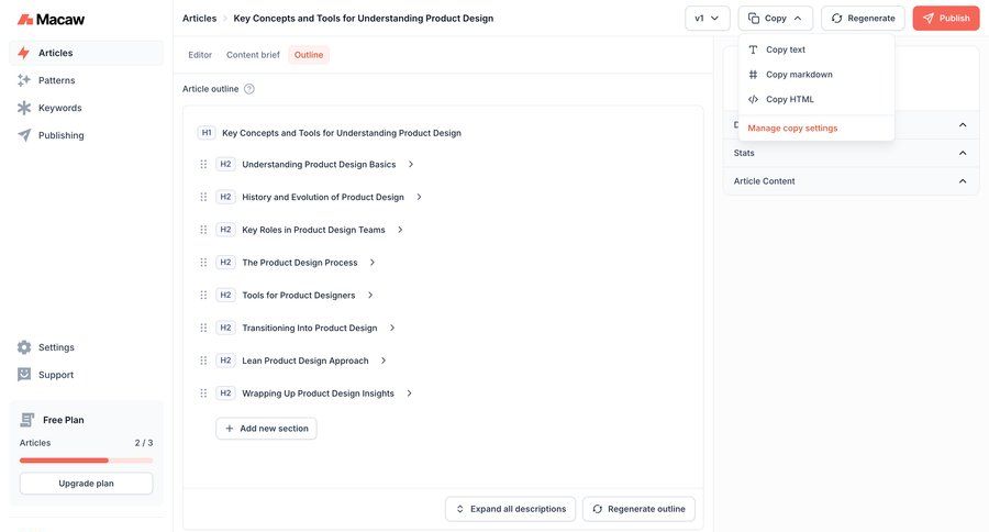Macaw
			 content management sidebar navigation editor content management system save changes sidebar menu editorial blog post news article article feature article progress bar modern version control markdown editor ui page example