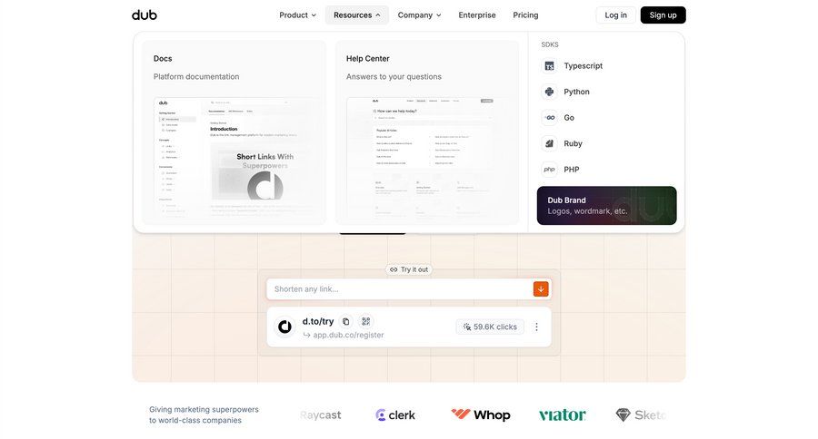 Dub
			 manage links getting started homepage home page modern ui page example