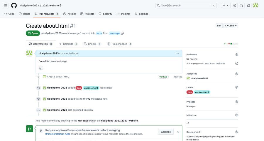 Github
			 collaboration form merge sidebar review version control ui page example