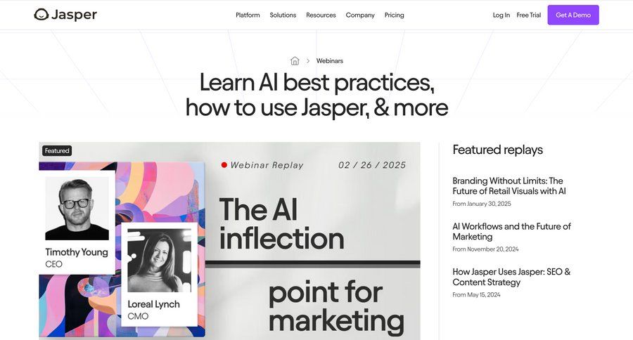 Jasper
				webinars ui page example