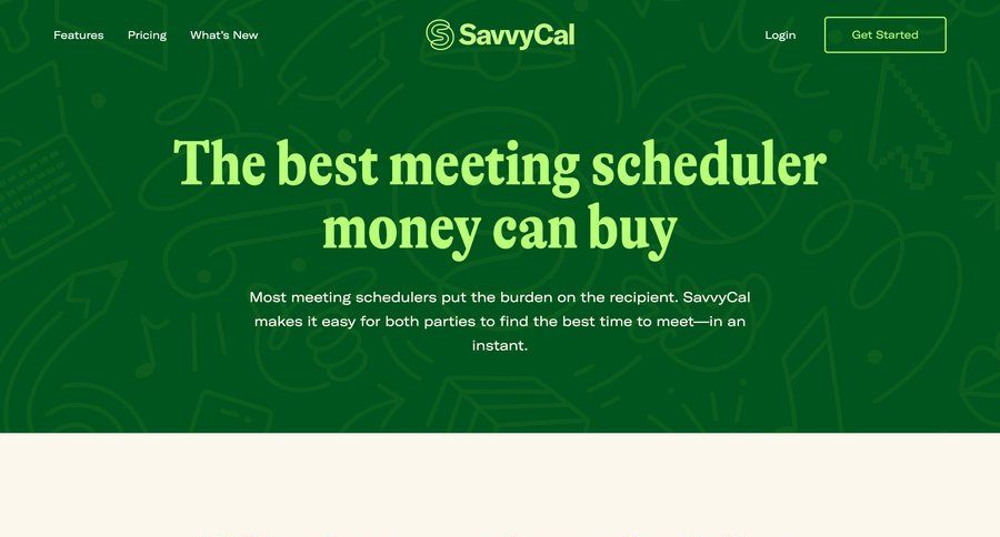 SavvyCal
			 buy credits chrome extension timezone selector affiliate program meeting ui page example