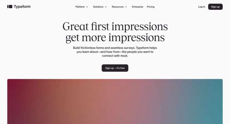 Typeform
			 conditional logic b2b saas ui page example
