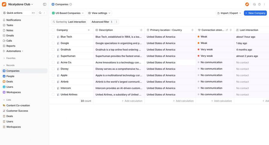 Attio
			 data management grid dropdown filters menu table ui page example