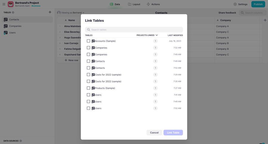 Glide
			 data management table database management ui page example