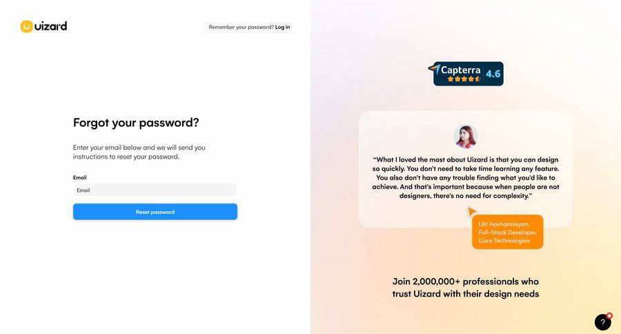 Uizard
				password reset page example