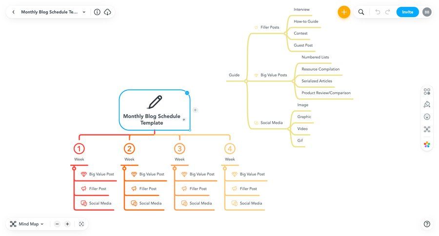 MindMeister
			 project management grid tree view blog management rounded corners content scheduling guide menu ui page example