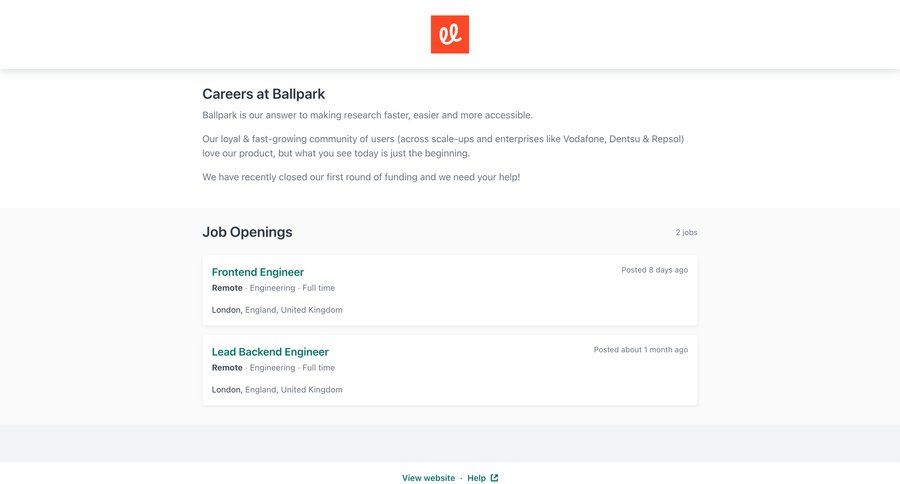 Ballpark
			 career jobs job marketing website design ui page example