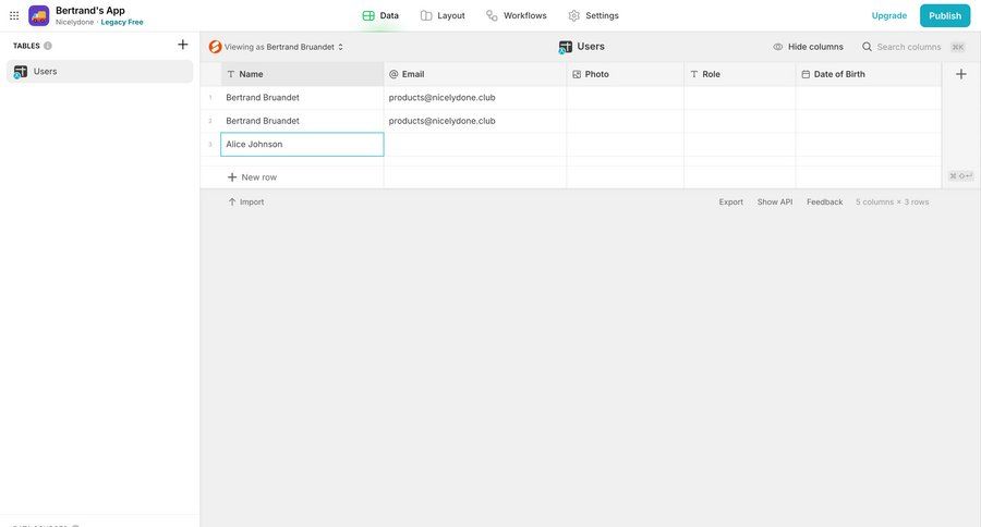 Glide
			 data management export import data sidebar data import menu table ui page example