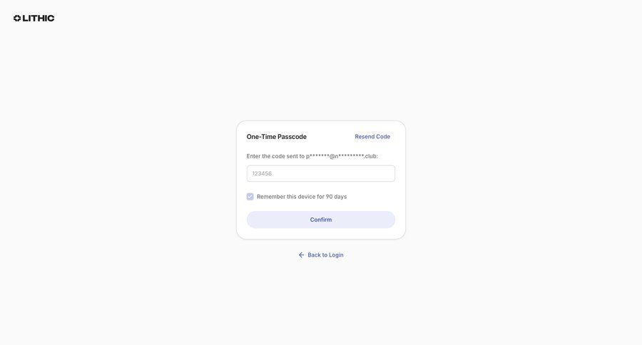 Lithic
			 email verification ui page example
