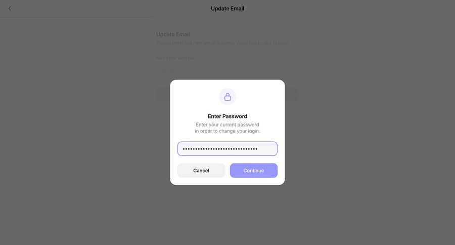 Family
			 account security settings modal ui page example
