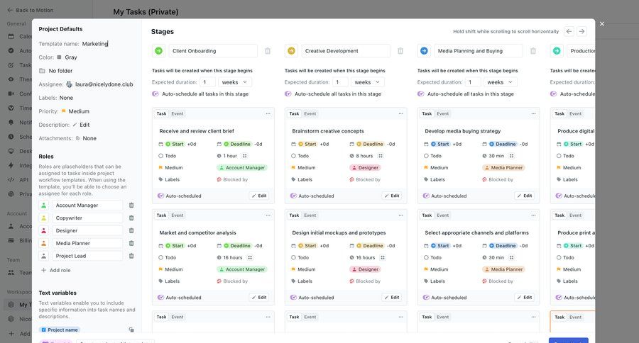 Motion
			 task management project management form project setup workflow automation workflow configuration configuration screen ui page example