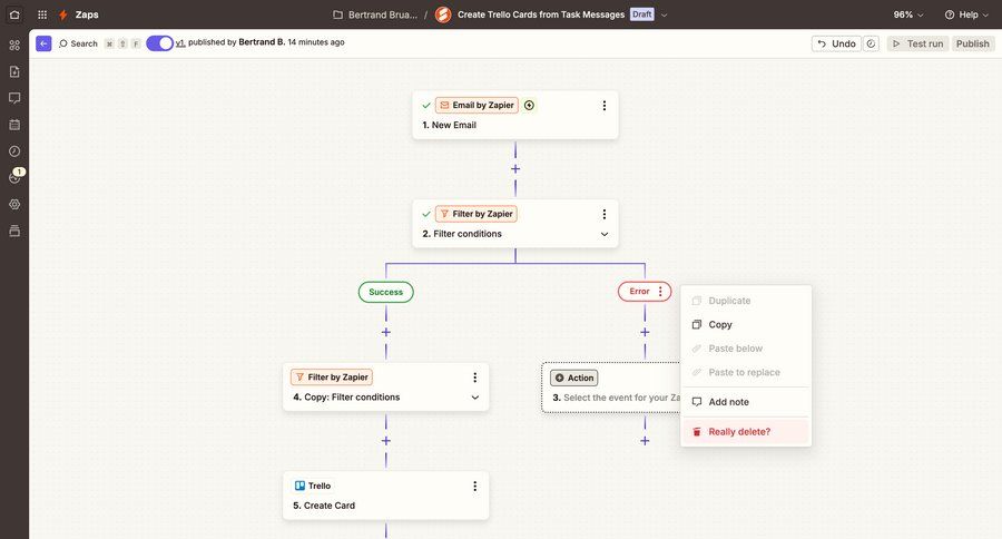 Zapier
			 workflow automation editor design workflow builder conditional logic workflow creation workflow screen workflow editor sidebar menu ui page example