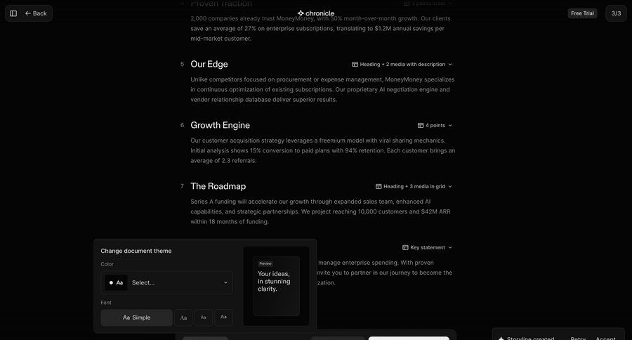 Chronicle
			 settings document editing color selection configuration screen ui page example